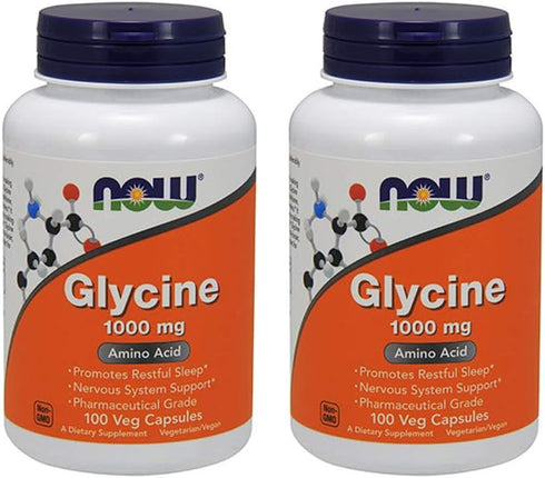 Now Foods Glycine 1000 mg - 100 VegiCapsules 2 Pack...