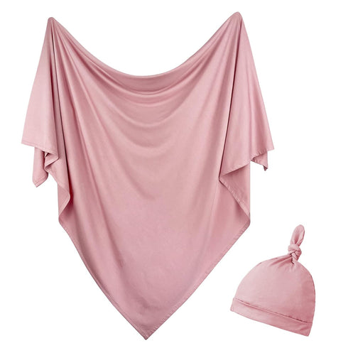 OWLOWLA Newborn Swaddle Set Stretch Wrap Swaddle Receiving Blanket for Baby Boy Girl(Blush-rm)...