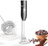 Handheld with Stainless Steel Stand USB-charging Foam Maker, DOUBLE WHISK Mini Blender and Electric Mixer Coffee Frother (Black)...
