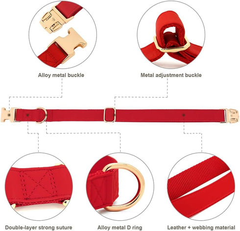 PET ARTIST Soft & Comfy Girl Dog Collars, Bright & Classic Christmas Red Dog Collar Leather for Medium Dogs, Durable & Heavy Duty Nylon Dog Collar...