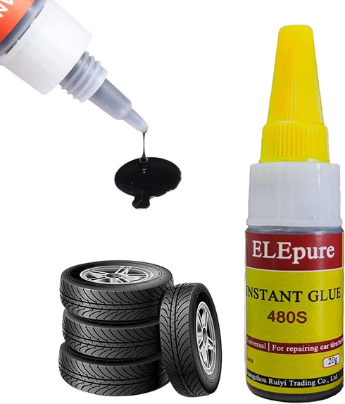 Black Tire Repair Glue Rubber Strong Adhesive Bonding for Sidewall Puncture Instant Super Glue for Off-Road Car Motorcycle Truck Tractor, 20g 0.7o...