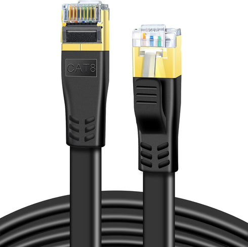 DDMALL CAT 8 Ethernet Cable 15ft, High Speed 40Gbps 2000MHz Internet Network LAN Cable, Heavy Duty Shielded Flat Gigabit Patch Cord with RJ45 for ...