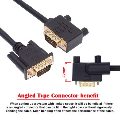 xiwai 90 Degree VGA RGB Cable Right Angled Male to Straight Male Extension Cord 3COAX+6C for Computer Monitor Projector 1m/3.3ft...