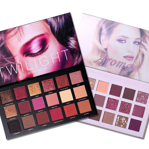 CHARMCODE 2Pcs Twilight Dusk + Aromas Nude Eyeshadow Palette Makeup Set, Matte Shimmer Glitter Pressed Pearl All Highly Pigmented Blending Powder,...