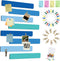 8Pcs Sea Blue Cork Board Bar Strips with 50 Pushpins & 10 Wooden Clip Pushpins, Self-Adhesive Bulletin Board Strips for Wall, Felt Pin Board for S...