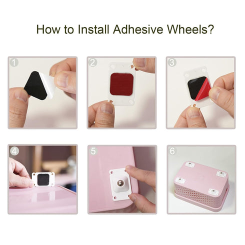 16 PCS Self Adhesive Caster Wheels 360 Degree Swivel Mini Adhesive Wheel Stainless Steel Pulley Pndbnq Sticky Roller for Attach Bins Storage Boxes...