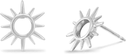 Boma Jewelry Sterling Silver Sunburst Sun Open Circle Stud Earrings...