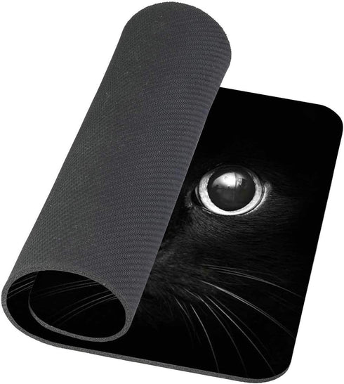 Black Cat Gaming Mouse Pad Custom, Black Cat with White Eye Looking Design Non-Slip Rubber Mouse Pad for Computers Desktops, PC, Laptop...