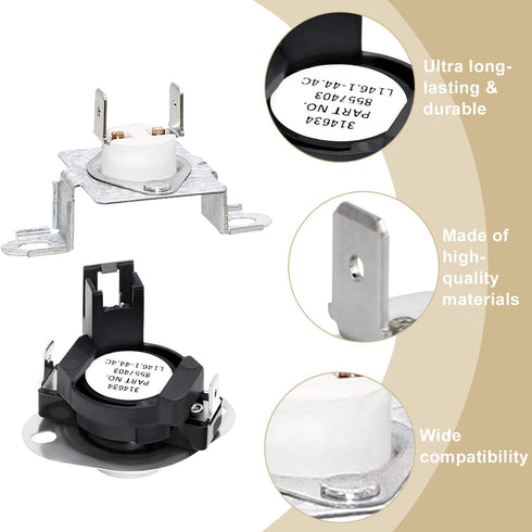 280148 Thermal Cut Off kit Includes dryer heating element 8557403 Dryer Thermostat kit & 8318314 Thermal Fuse Replacement Parts -Replaces 280148VP AP3874047 1175772 PS991443