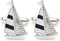 Mr.Van Navy Blue Sail Boat Cufflinks Classic Fashion Modern Stripe Cufflinks Blue and Silver...