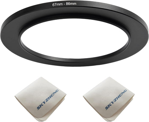 67mm Lens to 86mm Camera Lens Adapter 67mm to 86mm Step Up Ring Adapter Ring for All Brands of UV ND CPL, with Premium Lens Wiping Cloth 2 Pack (6...