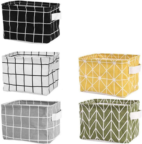 Mini Storage Basket?Pack of 5?- Blend Storage Bins for Makeup, Book, Baby Toy,8x6x5.5 inch Home Decor Canvas Organizers Bag 8x6.3x5.1 inch...