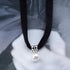 Boho Pearl Velvet Choker Necklace Short Pearl Pendant Necklace Vintage Plain Black Necklace Gothic Velvet Ribbon Collar Necklace Chain Jewelry for...