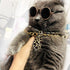 4Pcs Cat Glasses Cat Gold Chain Necktie and Straw Hat, Fashion Cool Pet Sunglasses Adjustable Pet Gold Chain Set Classic Funny Pet Accessories for...