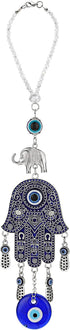 Evil Eye Car Hanging Ornament, Evil Blue Eye Charms for Rear View Mirror Evil Eye Beaded Decor Elephant Amulet Amulet Evil Eye Hanging for Car Hom...