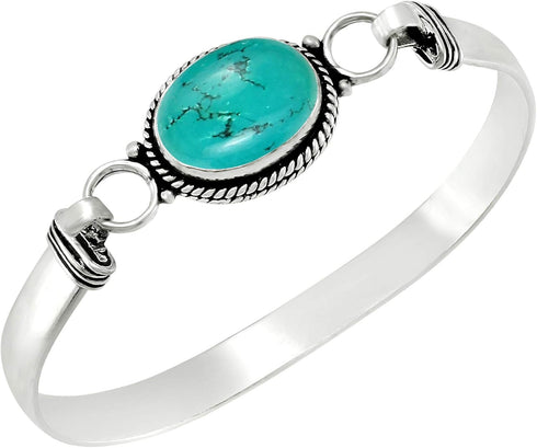 8.80 Cts Natural Moonstone Turquoise Labradorite Malachite Cuff Bangle 12x16mm Oval Shape Gemstone Silver Overlay Handmade Cuff Bangle Jewelry Wom...