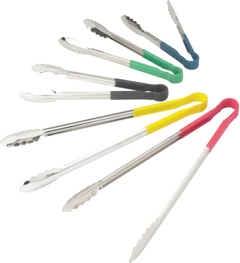 Winco Utility Tong with Black Non-Slip Grip, 12-Inch, Stainless Steel...
