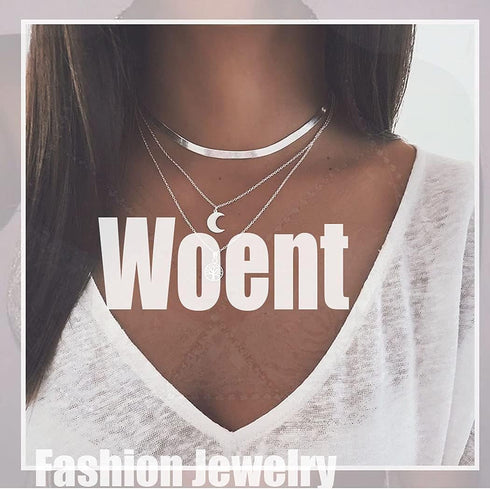 Layered Lotus Pendant Necklaces Silver Bead Choker Necklace Chain Adjustable Jewelry for Women...