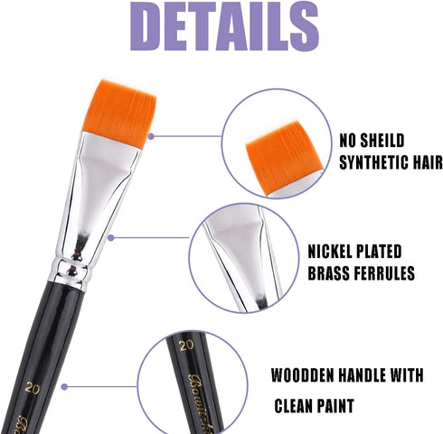 Bowitzki Face Paint Brush Set, 6pcs Artist Brushes for Body Face Painting,Acrylic Painting Watercolor Oil Gouache...