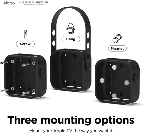 elago Apple TV Mount 4k 3rd Generation- 3 Mount Options (Magnet, Hang, Screw), Compatible with 2022 Apple TV 4K 3rd Generation/Fit size, Prevents ...