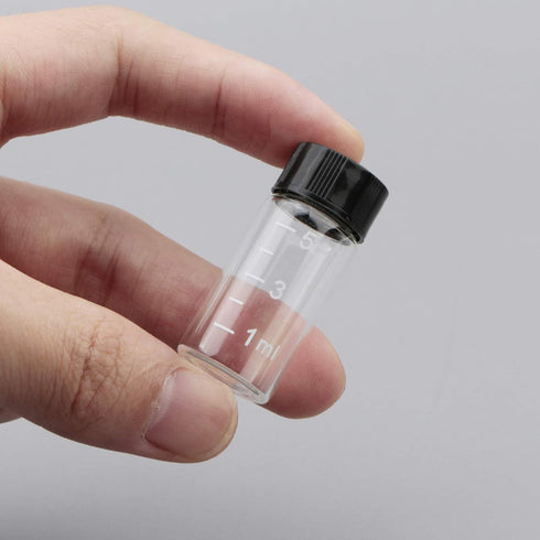 JIUWU 10pcs 5ml 1/6 Oz Scaled Clear Glass Vials Sample Transparent Liquid Bottles Screw Cap Lab Container...