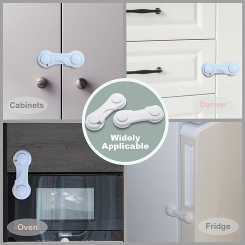 Cabinet Door Locks for Baby Proof and Child Safety, 4 Pack Cabinet Locks with Adhesive for Drawer Cupboards Fridge Closet and Pantry, Childproof D...