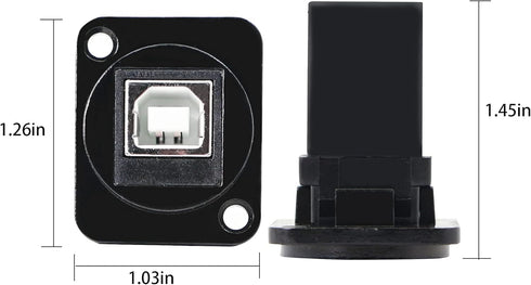 USB 2.0 D Panel Mount Connector USB B to USB A Adapter Solderless Socket Female to Female Converter Data Transfer for Audio Video Optoelectronic N...