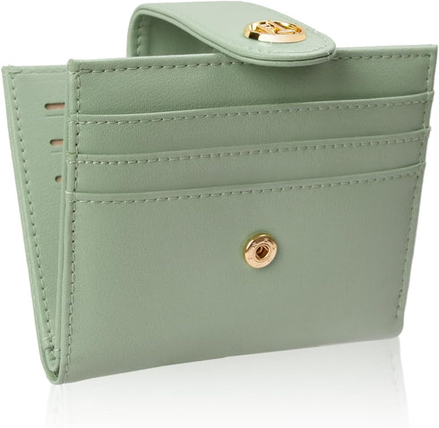 FUNTOR Small Wallets for Women,Ladies Slim Bifold Credit Card Holder with Zipper Coin Pocket(Green)...