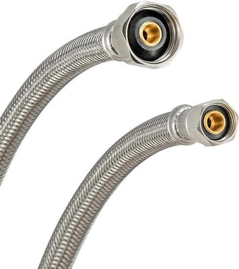Eastman 20 inch Steel-Flex Faucet Connector, 1/2 Inch FIP x 3/8 Inch Compression, Compression Braided Stainless Steel Faucet Supply Line, 48005N...
