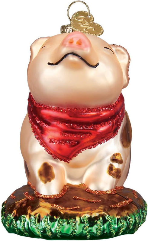 Old World Christmas Piggy in The Puddle Ornament, Pink...