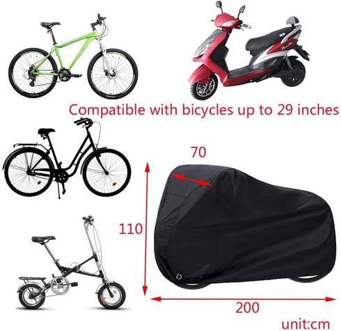 Bike Cover Waterproof Outdoor Bicycle Cover Thick Black. 29 Inch Windproof UV Snow Rustproof 190T with Lock Hole Storage Bag for Mountain Road Bik...