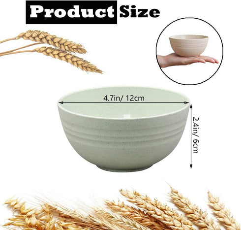 4 PCS 4.7inch Lightweight Wheat Straw Bowl, Unbreakable Cereal Pasta Bowls Microwave& Dishwasher Safe, Reusable Tableware Dinnerware Fruit Snack C...