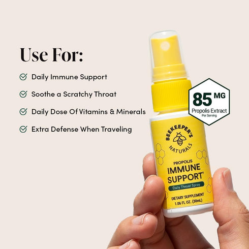 Propolis Throat Spray by Beekeeper's Naturals - 95% Bee Propolis Extract, Natural Immune Support & Sore Throat Relief - Antioxidants, Keto, Paleo,...