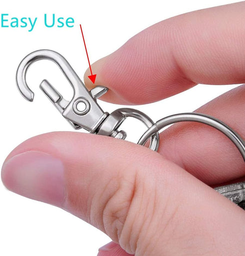 120PCS Premium Swivel Lanyard Snap Hook with Key Rings, Metal Keychain Hooks for Lanyard Crafting(Silver)...