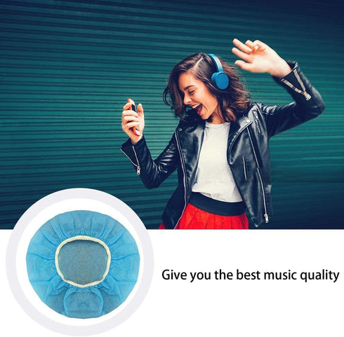 Tvoip 100Pcs Blue Non-Woven Sanitary Headphone Ear Cover, Disposable Super Stretch Covers Washable, for Most On Ear Headphones Earpads (9cm / 3.54...