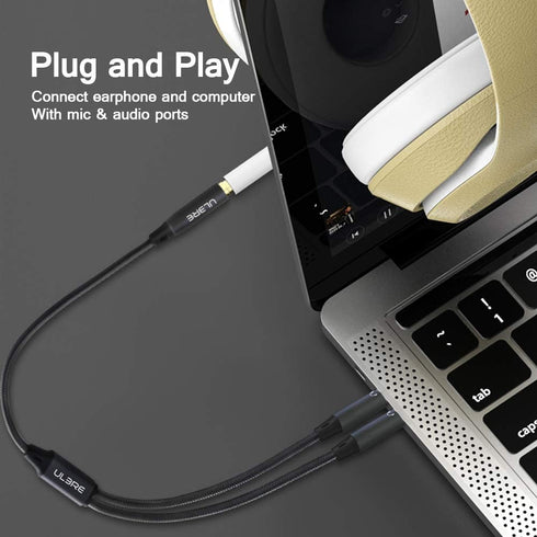 Headphone Splitter for Computer 3.5mm Female to 2 Dual 3.5mm Male Headphone Mic Audio Y Splitter Cable Microphone Stereo Jack Earphones Port Cord ...