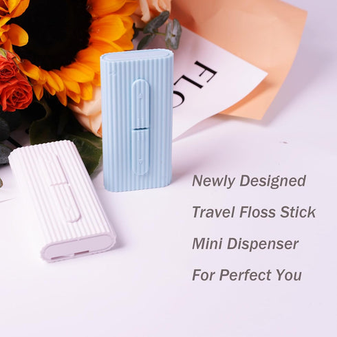 WhiteGreen Floss Picks Potrable Case-LIAMOSS Dental Floss-Floss Dispenser,2 Case Upgrade Reusable Portable Floss Dispenser,20 Count Travel Dental ...