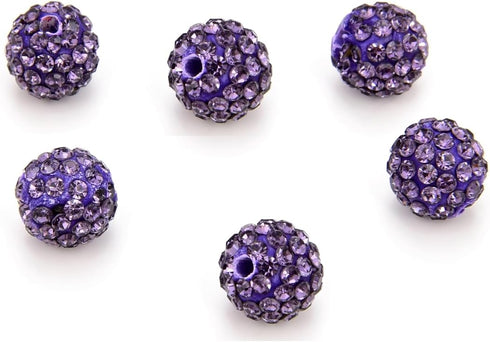 100pcs Adabele Grade A Suncatcher Crystal Rhinestone Pave Disco Ball 8mm Tanzanite Purple Polymer Clay Bead Compatible with Shamballa All Other Je...