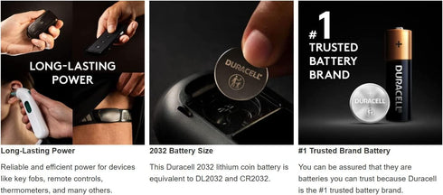 Duracell CR2032 3V Lithium Battery, Child Safety Features, 12 Count Pack, Lithium Coin Battery for Key Fob, Car Remote, Glucose Monitor, CR Lithiu...
