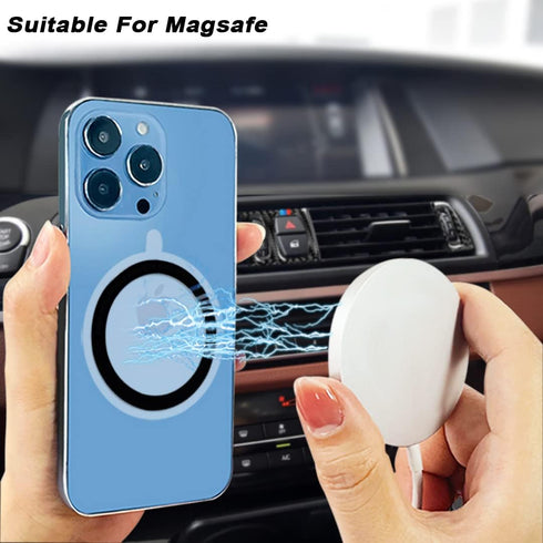 10 Pcs Metal Ring for Magnetic Wireless Charger, 2 Styles, Universal Ultra Thin CD Stripe Round Ring Sticker Conversion Kit Compatible with MagSaf...