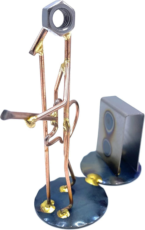 Bass Guitar w/Large Amp Collectible Handmade Metal Art Figurine, Desk Accessories, Trophy, Boss Gift, Office Décor, Business Professional, Musical...