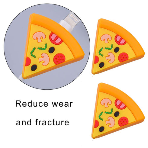 Charging Cable Protectors 3 Pcs Cute Cable Protector Savers Pizza Shape USB Charger Protectors for Cellphone Accessories Charger Cord...