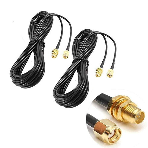CORONIR 2Pack 33ft WiFi Antenna Extension Cable RP-SMA Male to Female Connector for Wireless LAN Router Bridge Wireless Network Card Security IP C...