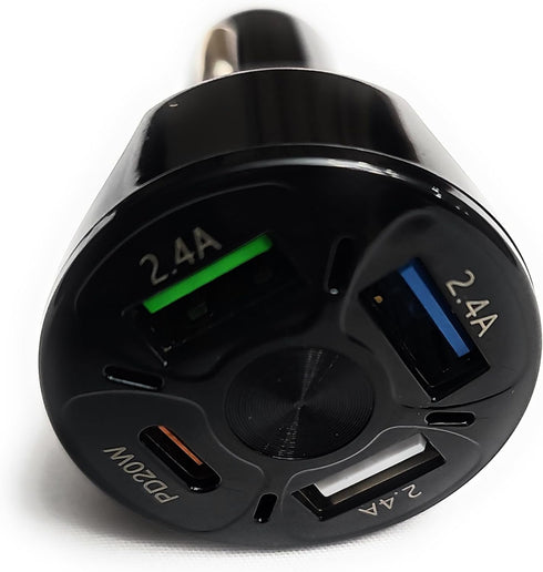 4 Port USB Fast Charging Cigarette Light Car Charger 3 * 2.4 A USB/ 1 PD20W LED Light Compatible with Tablets Cameras iPhone 14 13 12 11 Pro Max X...