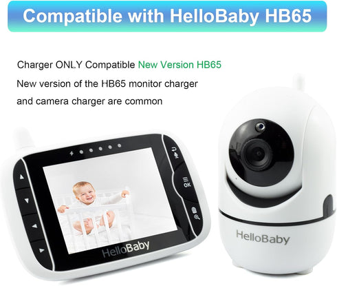 HB65 Charger for HelloBaby HB65 HB65TX Monitor and Camera Replacment Hello Baby Power Cord Adapter 5V Charging Cable (Not for Old Version)...