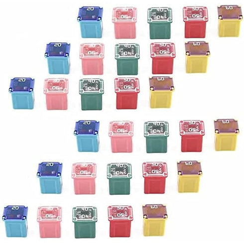 30 pc Automotive Low Profile Box Shaped Fuse Kit for Ford, Chevy/GM, Nissan, and Toyota Pickup Trucks, Cars and SUVs...
