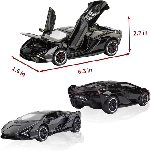 Lambo Toy Car Sian FKP3 Die-Cast Car Model with Lights and Sound Pull Back Toy Car for Boys Age 3 4 5 6 + Year Old (Black)...