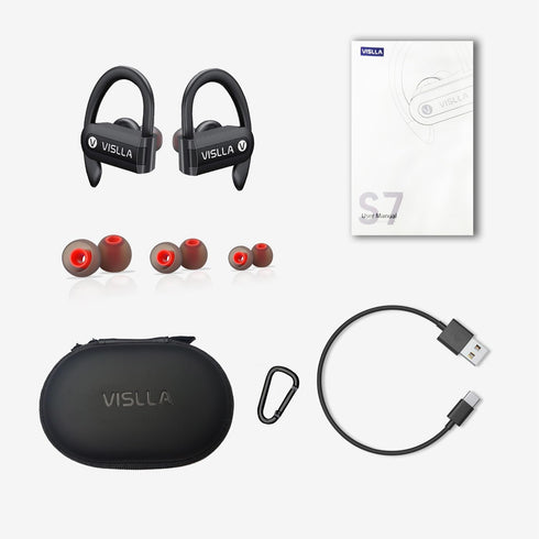 Wireless Earbuds with Microphone,Bluetooth Headphones over The ear,70H Playback time, Leather Display Case,HiFi Sports Ear buds with Ear Hook,Wate...