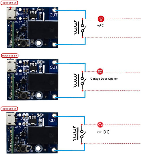 Ewelink Wifi Relay Module USB DC 5v 1 Channel Inching Self-Lock Dry Contact Remote Switch Home Automation Modules for Access Control,Computer Powe...