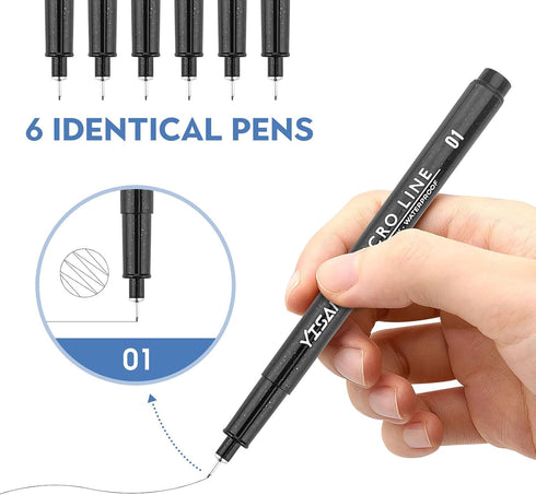 YISAN Ultra Fine Tip Pens,Writing Pens,0.25mm,Fine Point,No Bleed,Art Markers for Drawing,Bible,Manga,6 PCS,70320...